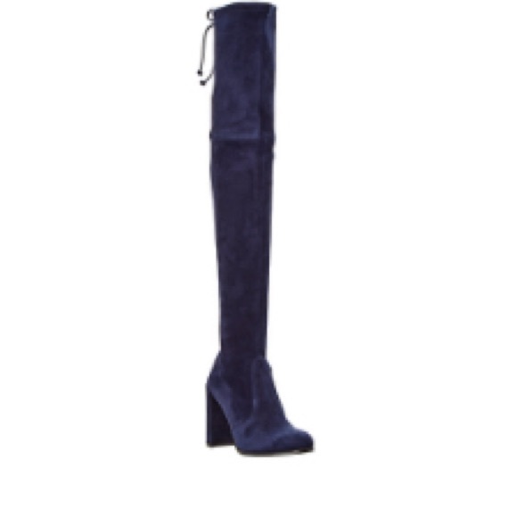 Stuart Weitzman Suede Over-the-Knee Blue Boots - Picture 1 of 9